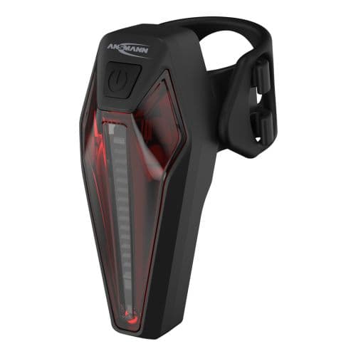 Feu arrière LED pour vélo Ansmann avec fonction feu stop, rechargeable, homologué StVO, avec support universel