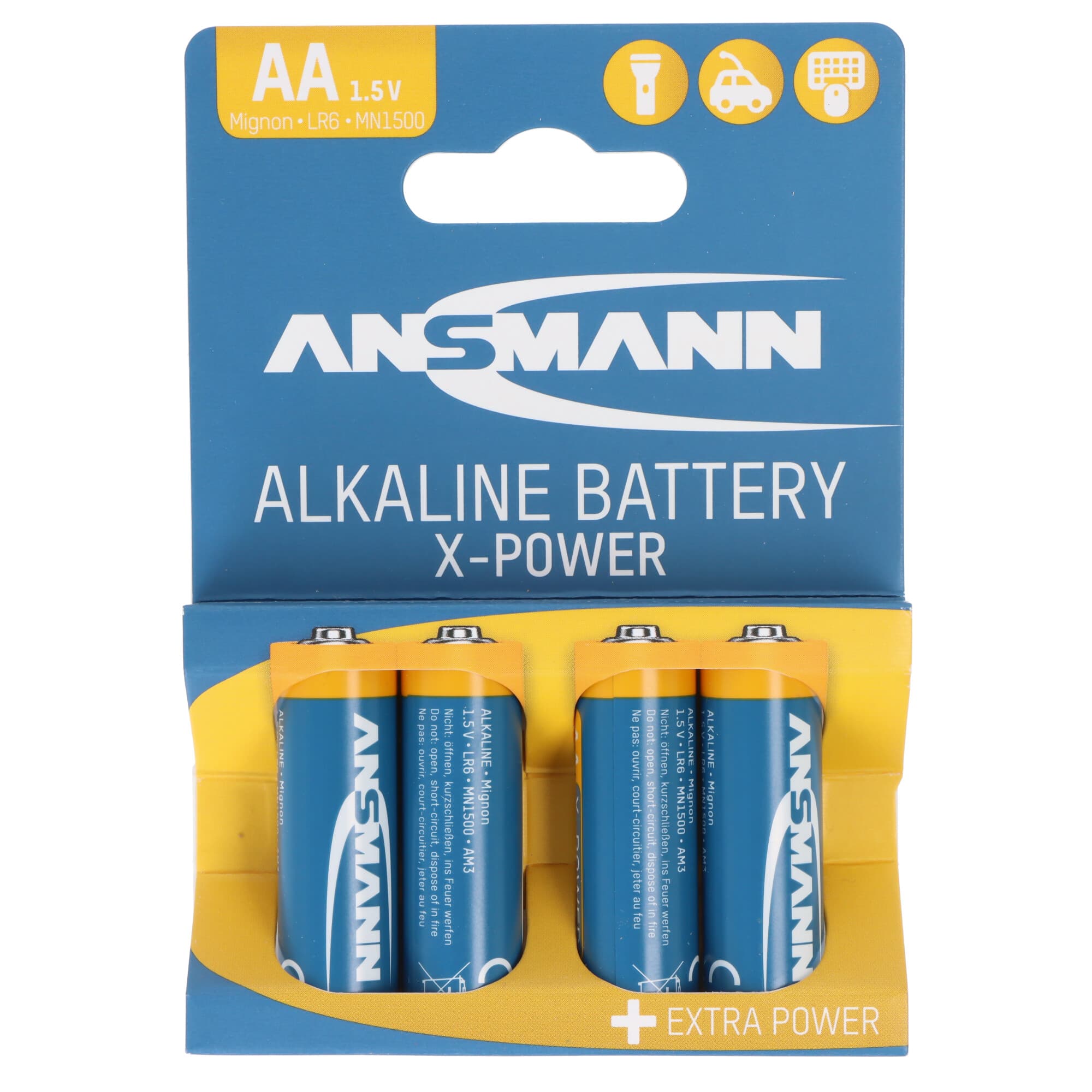 Piles alcalines Ansmann X-Power Mignon AA, LR6, pack de 4, blister papier