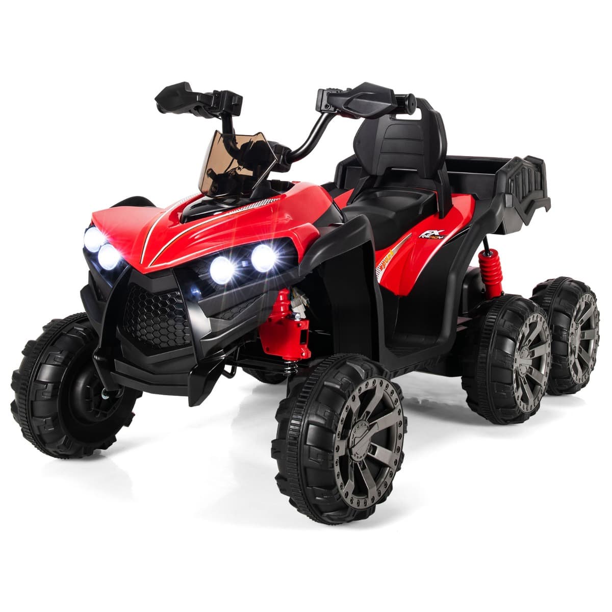 Costway12V Quad Electrique Enfants avec Lumières LED et Musique Véhicule Electrique Enfants avec Démarrage Lent Charge 30kg 129 x 69 x 72 cm Rouge