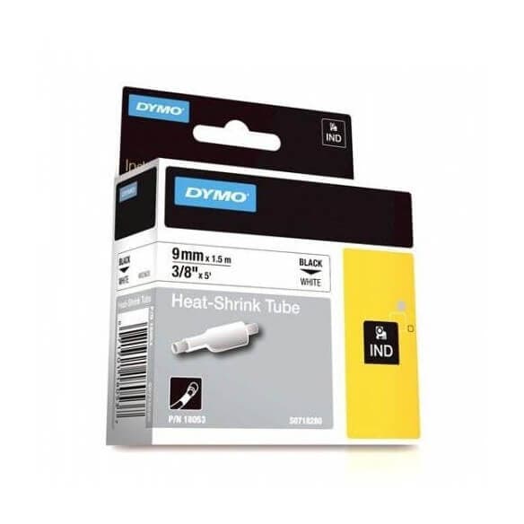DYMO 18053 Rhino Gaine Thermo-r&eacute;tractables Noir sur Blanc 9mm x 1.5m