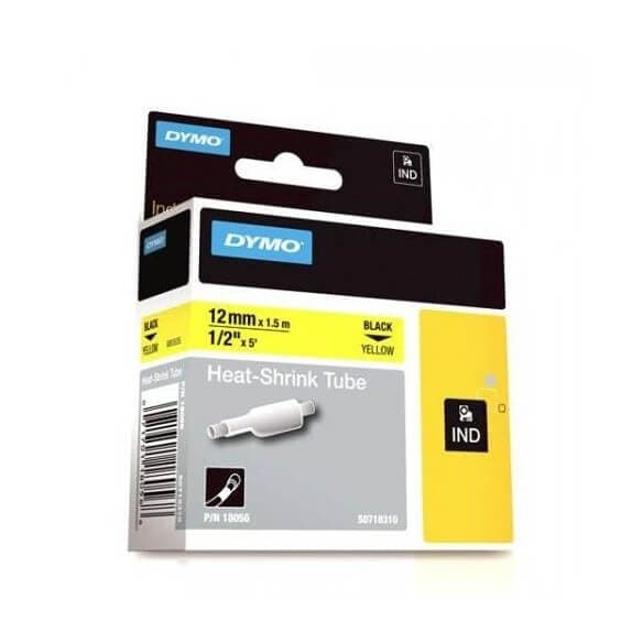DYMO 18056 Rhino Gaine Thermo-r&eacute;tractables Noir sur Jaune 12mm x 1.5m