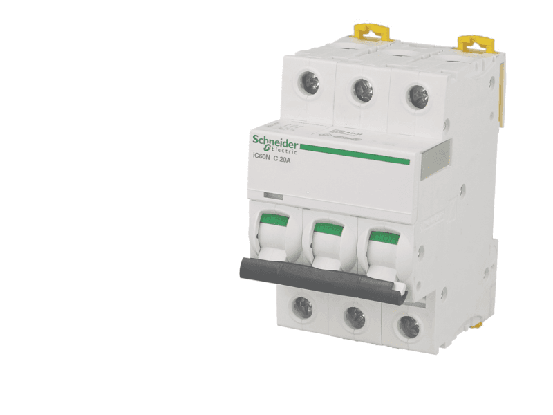 Disjoncteur modulaire tripolaire Schneider Acti9 iC60N 2A courbe C
