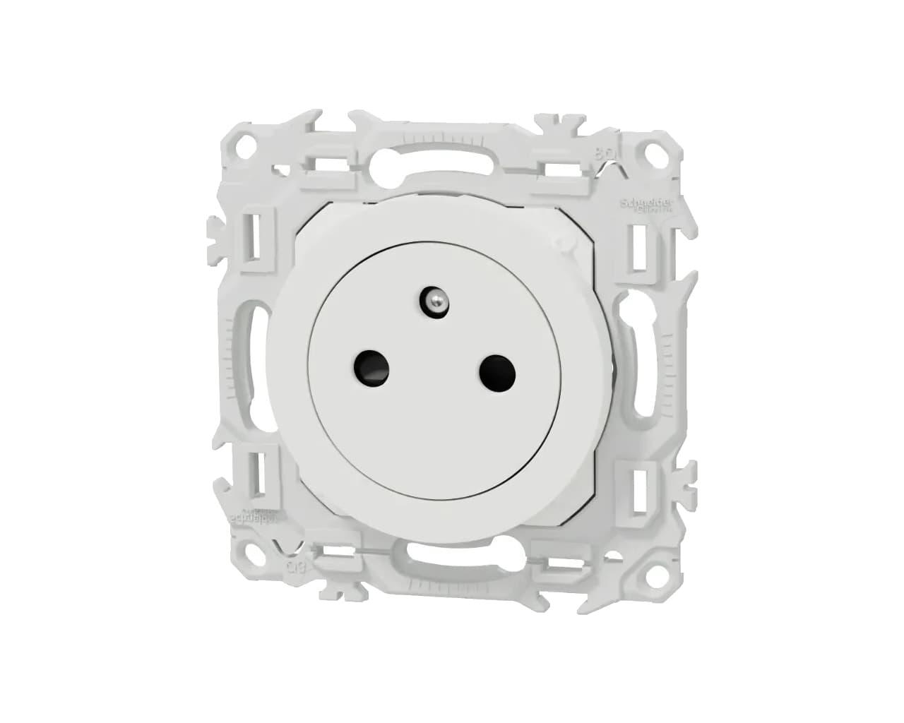 Prise de courant 2P+T 16A affleurante Blanc craie Schneider Odace