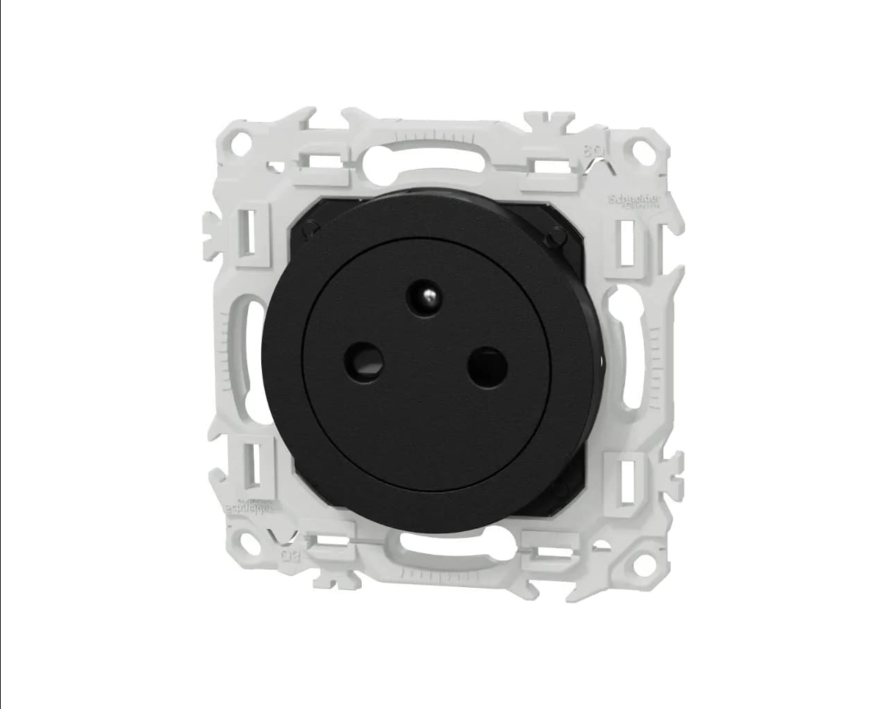 Prise de courant 2P+T 16A affleurante Noir onyx Schneider Odace