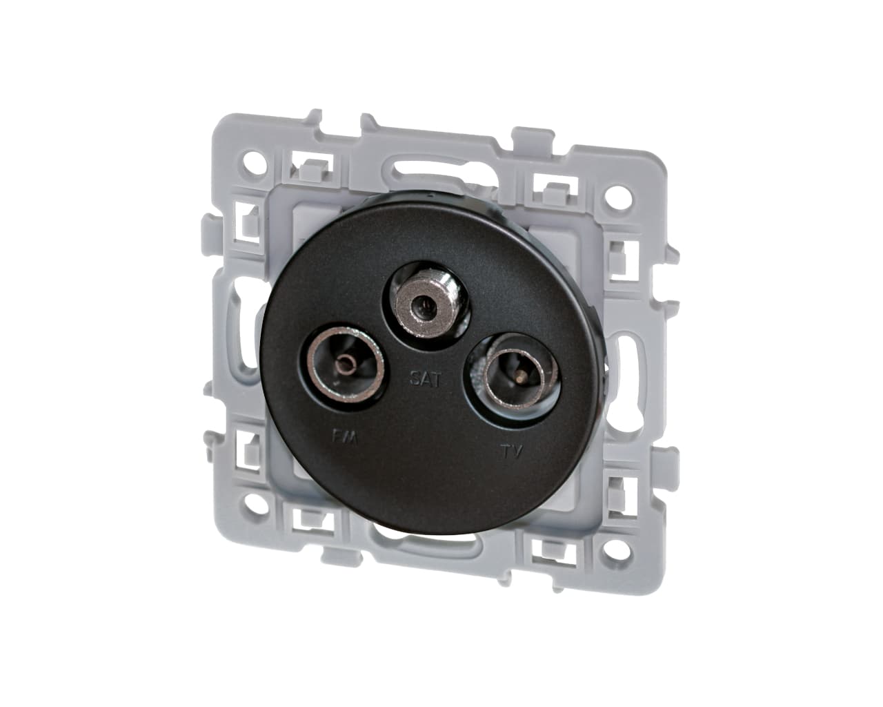 Prise TV + FM + SAT coaxiale Noir Eur'Ohm Square