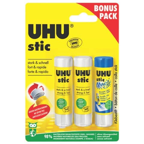 Bâton de colle Bonuspack, sans solvant, 3x8,2 g UHU